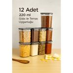 Viatom Erzak Saklama Kabı 12'li Dikdörtgen Saklama Kabı 2200ML - 1,2 lt - Açık Gri