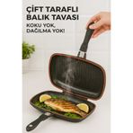 Viatom Granit Çift Taraflı Ikiz Et Balık Izgara Tavası 36 Cm