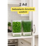VİATOM Yeşillik Saklama Kabı 2 Ad 2900ML Maydonoz,dereotu,tere Roka Yeşillik Sebze Kabı Beyaz
