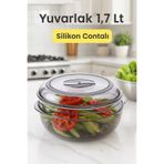VİATOM Yuvarlak 1,7 Lt Silikon Contalı Plastik-Saklama-Yemek Taşıma Kabı Kapaklı F-312 gri