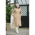 Vibeys Collection Bej Içi Kürklü ve Su Geçirmez Bayan Kışlık Mont & Kaban - 38