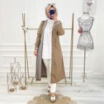 Vibeys Collection Bej Içi Leopar Desenli ve Kendinden Astarlı Su Geçirmez Kadın Trençkot - 38