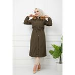 Vibeys Collection Haki Içi Kürkü ve Su Geçirmez Bayan Kışlık Mont&kaban - 46