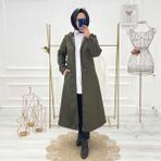 Vibeys Collection Haki Içi Leopar Desenli ve Kendinden Astarlı Su Geçirmez Kadın Trençkot - 38