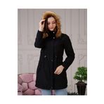 Vibeys Collection Siyah İçi Kürklü Ve Su Geçirmez Büyük Beden Battal Kadın Kışlık Mont & Kaban