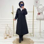 Vibeys Collection Siyah Içi Leopar Desenli ve Kendinden Astarlı Su Geçirmez Kadın Trençkot - 48