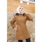 Vibeys Collection Taba Içi Kürklü ve Su Geçirmez Kadın Kışlık Mont & Kaban - 44