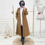 Vibeys Collection Taba Içi Leopar Desenli ve Kendinden Astarlı Su Geçirmez Kadın Trençkot - 38