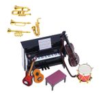 VICASKY 1 Takım Bebek Evi Müzik Aleti Hassas Minyatür Enstrüman Minyatür Saksafon Dekorasyonu Oyuncak Bebek Evi Minyatür Davul Seti Mini Heykelcik Enstrüman Süsleme Kumbara Piyano Plastik