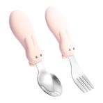 VICASKY 1 Takım eğitim yemek kaşığı paslanmaz çelik servis eşyaları paslanmaz çelik eğitim kaşığı sofra takımı kendi kendini besleyen çatal bıçak takımı bebek eşyaları Karikatür kaşık