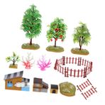 VICASKY 1 Takım ev ağacı modeli açık çocuk oyuncakları yürümeye başlayan çocuk açık hava oyuncak modeller kum masa çiftlik evi sahne modeli yapay köpek kulübesi süs eşyaları