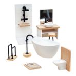VICASKY 1 Takım Oyuncak Ev Tuvaleti Mini Klozet Küvet Minik Tuvalet Figürleri Oyuncak Oynuyormuş Gibi Yap Bebek Evi Mini Banyo Modelleri 1/12 Ölçekli Küvet Süs Odun Çocuk Tartı Lavabo