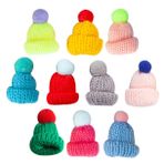 VICASKY 10 Parça Noel mini yün şapka peluş top süsleri yün örme şapka dekorasyonu (karışık renkler 10) yılbaşı şapkası noel şapkası bebek şapka oyuncak bebekler mini örgü şapkalar