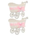 VICASKY 2 Adet Parti Dokuma Sepetler Mini Hasır Bebek Arabası Mücevher Kutuları Küçük Alışveriş Sepeti Baby Shower Çiçek Sepeti Market Arabası Pp Düğün Taklit Rattan Sepet Alışveriş Yapmak