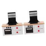 VICASKY 2 Oyuncak Ev Ocağı Mini Soba Modeli Oyuncak Ev Mutfak Dolabı Oyuncak Ev Mutfak Aksesuarları Evi Mutfak Mobilyaları Mini Oyuncak Ev Mobilyaları Mini Ev Düzeni Prop Ahşap