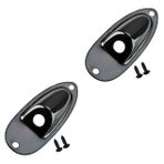 VICASKY 2 Takım Gitar Jakı Plakası Elektro Gitar Jakı Siyah Çıkış Gitar Jack Soketi Çıkış Gitar Jakı Gitar Değiştirme Pratik Gitar Aksesuarı Gitar Giriş Jakı Gemi Tipi Gitar Kurulu Metal