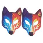 VICASKY 2 Tilki Maskesi Erkekler Cadılar Bayramı Maskesi Japon Kabuki Maskesi Cadılar Bayramı Hayvan Maskeleri Mekanik Maske Beyaz Maske Karikatür Maskesi Makyaj Yapmak Balo