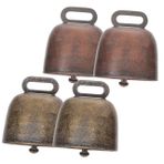 VICASKY 4 Adet Metal Çıngırak Mini Hayvanlar Yılbaşı Süsleri Ülke Kulplu Çıngırak Bakır Çan Süsleme Futbol Oyunları Için Inek Çanları Yüksek Sesle Çan Eski Inek Çanları Sığır