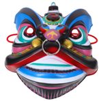 VICASKY Çin Ejderha Aslan Maskeleri 3D Dans Eden Aslan Kafası Maskesi 2024 Yeni Yıl Partisi Cosplay Maske Pervane Oryantal Opera Performans Maskeleri Bahar Şenliği Partisi Iyilik Mavi