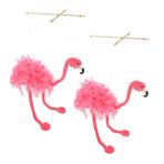 VICASKY Kuş Kuklası 2 Dize Kukla Doldurulmuş Flamingo Ipli Bebek Çekin Pembe Peluş Makinesi Flamingo Oyuncakları Peluş Oyuncak Peluş Oyuncaklar Komik Zanaat Büzme Ipi Ipliği Kaldır