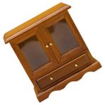 VICASKY minyatür kitaplık 1/12 minyatür mobilya çocuk mini ev oyuncak bebek dolabı modeller mini ev süsleme bebek evi aksesuarları mini Çift kapı modeli kolye ob11 yemek oyunu ahşap