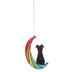 VICASKY Süs Gökkuşağı Ayı Üzerindeki Kara Melek Köpek Akrilik Güneş Yakalayıcı Süsü (Gökkuşağı Kanarya Köpeği) bahçe asılı lekeli güzel asılı güneş yakalayıcı süsü