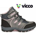 Vicco Arbor Kız Çocuk Outdoor Bot Gri Tekstil Malzeme Düz Taban Cırt Cırtlı Tasarım