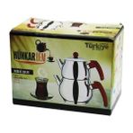Vice Avm MİDİ BOY KÜRE ÇELİK ÇAYDANLIK SETİ RENKLİ BAKALİT KULP ÜST DEMLİK: 0.5LT - ALT SULUK: 0.75LT KENDİNDEN SÜZGEÇLİ GO-53-vice 01783