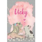 Vicky: Personalized notebook with name Vicky | Birthday gift for women, girl, daughter, sister, mom ... | Girl with bulldog | 110 lined pages journal, small size 6x9 inches