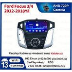 Victor Ford Focus 3 / 4（2012-2018） Android Kablosuz Carplay Navigasyon Multimedya 9 Inch Ekran 2G Ram+32GB Hafıza Çerçeveli ve arka görüş kameralı - Siyah