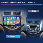 Victor Hyundai Accent Blue 2011-2020 Android Kablosuz Carplay Navigasyon Multimedya 9 Inch Ekran 4G Ram + 64GB Hafıza Çerçeveli ve arka görüş kameralı - Şeffaf