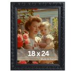 VictoR Vintage Resim Çerçevesi "Rubens" 18x24 cm Siyah - Çıta: 30x20mm - Gerçek Cam - Fotoğraf Çerçevesi Barok - Antik - Resim Çerçevesi 18x24 Siyah
