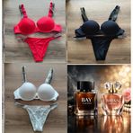 Victoria 's Secret Işıltılı Askılı Push-Up Sütyen Takımı+Parfüm