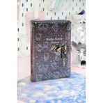Victoria's Journals Hello Kitty Hush Hush Kilitli Çizgili Defter – 160 Yaprak, Kutulu, Özel Tasarım - Beyaz - Siyah