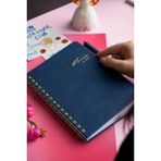 Victoria's Journals Spiralli Vegan Deri Tarihsiz Planlayıcı İngilizce A5 100 gr 176 Sayfa - Lacivert