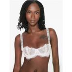 Victorias Secret Beyaz Shine Strap Dantelli Sütyen