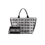 Victoria's Secret Vs Gümüş Pullu Payet İşlemeli Carryall Tote & Mini Clutch Set