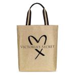 Victoria's Secret Vs Official Fashion Show Glamour Glitter Gold Tote With Heart Logo