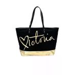 Victoria's Secret Vs Siyah Gold Kanvas Tote Seyahat Çantası