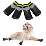 VICTORIE Köpek ayakkabısı, pati koruması, yağmur koruması, köpek çizmesi, çorap, su geçirmez, evcil hayvanlar, orta ve büyük köpekler için, 4 adet siyah (M: 6,8 x 5,6 cm)