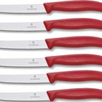 Victorinox 6 adet sofra bıçağı - mutfak bıçağı - küçük ekmek bıçağı Swiss Classic tırtıklı - İsviçre yapımı - kırmızı
