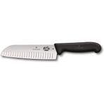 Victorinox Fibrox Santoku bıçağı, tırtıklı kesim, ekstra keskin bıçak, paslanmaz çelik, bulaşık makinesinde yıkanabilir, siyah, 17 cm