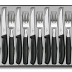 Victorinox sofra çatal bıçak seti ile biftek bıçağı, plastik, siyah, 40 x 25 x 3 cm, 12-birim