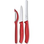 Victorinox Swiss Classic Kırmızı 3 Parça Soyma Bıçak Seti