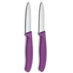 Victorinox Swiss Classic sebze ve soyma bıçağı, meyve ve sebze için, ekstra keskin, düz ve tırtıklı, paslanmaz çelik, mor
