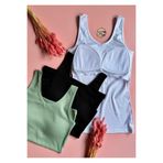 VicTroy Chic Drape | Modal 3’lü Siyah, Beyaz ve Yeşil, V Yaka Pedli Kaşkorse Kumaş Kadın Bluz 66E53