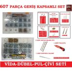 Vida -Dübel-Pul-Çivi -Hırdavat Seti 607 Parça Kullanışlı Set
