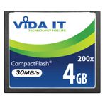 Vida IT Compact için Flash Hafıza Kartı (4 ° GB) Canon EOS 10D/20D/20DA/300D/30D/350D/400D/40D/50D/5D/5D Mark II/7D/D30 (dijital SLR fotoğraf makinelerinde/DSLR kamerası için, yüksek hız 200 x/30 ° MB/s)