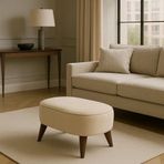 Vida Life Oval Puf Koltuk Yeşil 53X35 Uzanma Koltuğu Makyaj Koltuğu Krem