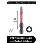 #Vidalama Pz2 Yıldız Bits Uç 50 Mm Darbeli Vidalama Tornavida Aksesuarı Profesyonel Çelik Şok Emici Dayanıklı Manyetik G
